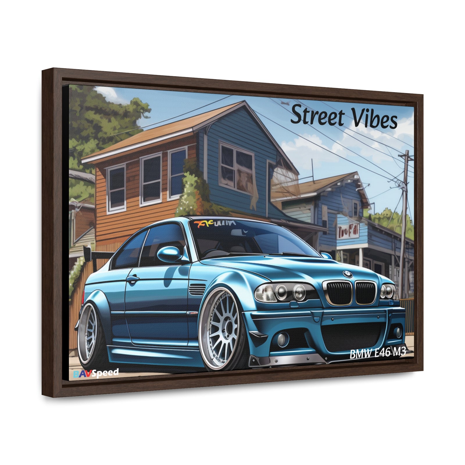BAVSpeed BMW E46 M3 "Sreet Vibes" Framed Canvas Print