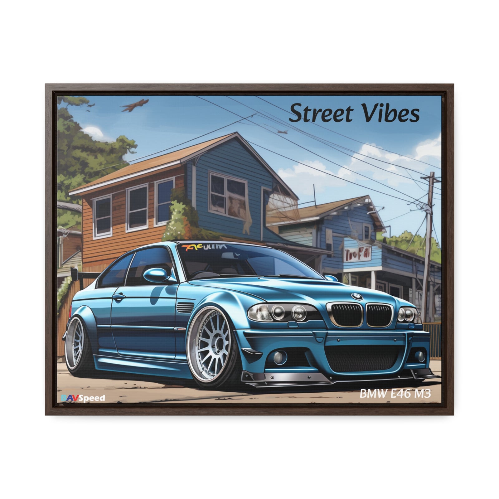 BAVSpeed BMW E46 M3 "Sreet Vibes" Framed Canvas Print