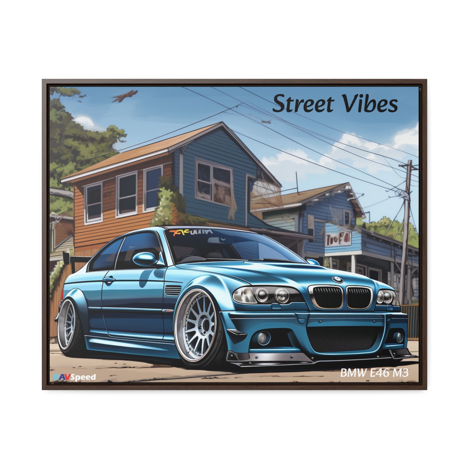 BAVSpeed BMW E46 M3 "Sreet Vibes" Framed Canvas Print